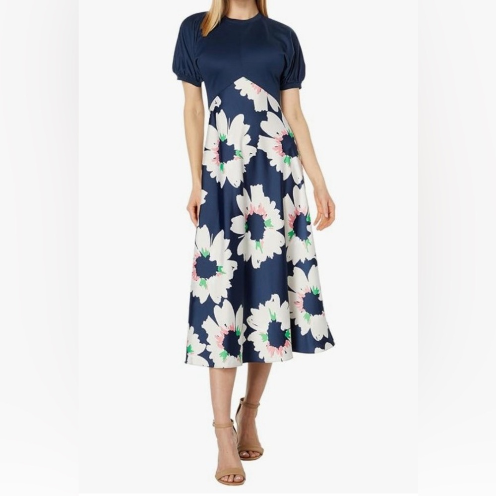 Ted Baker Navy Floral Midi Dress